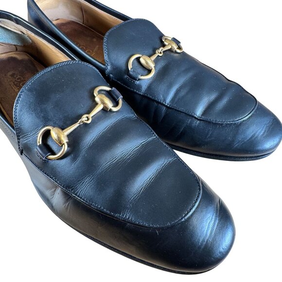 Gucci Men\'s Black Slip On Leather Horsebit Loafer Moccasin Size EU 8.5 US 9